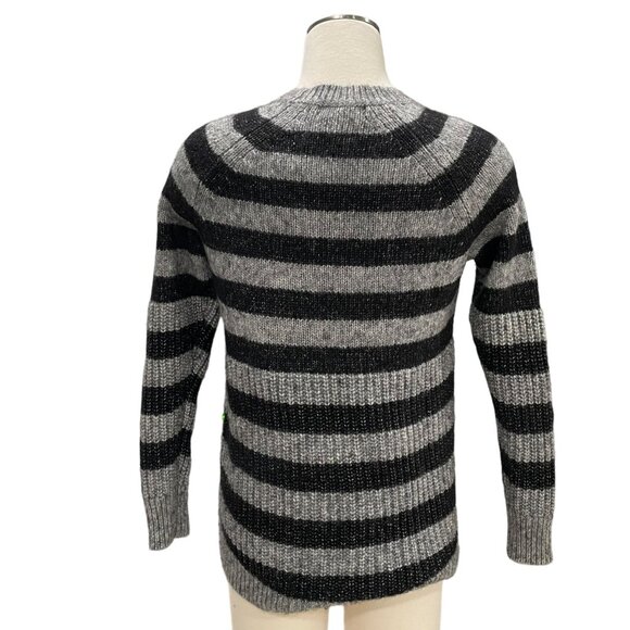 Banana Republic Striped Sweater Black/Gray S Warm Cozy Italian Yarn Winterwear - Picture 7 of 9